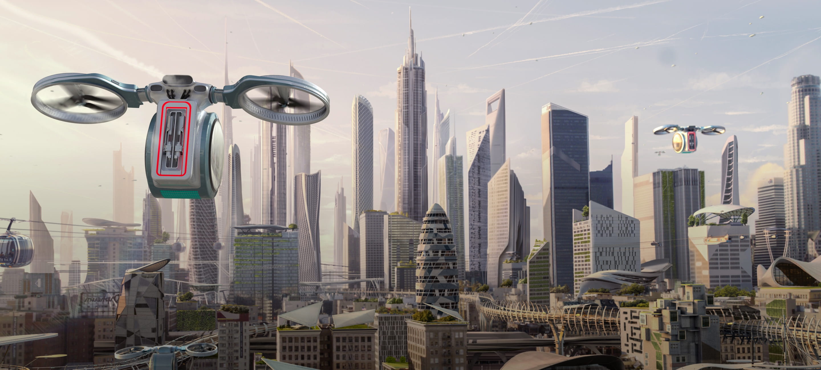 Ilustración de ciudad futurista 