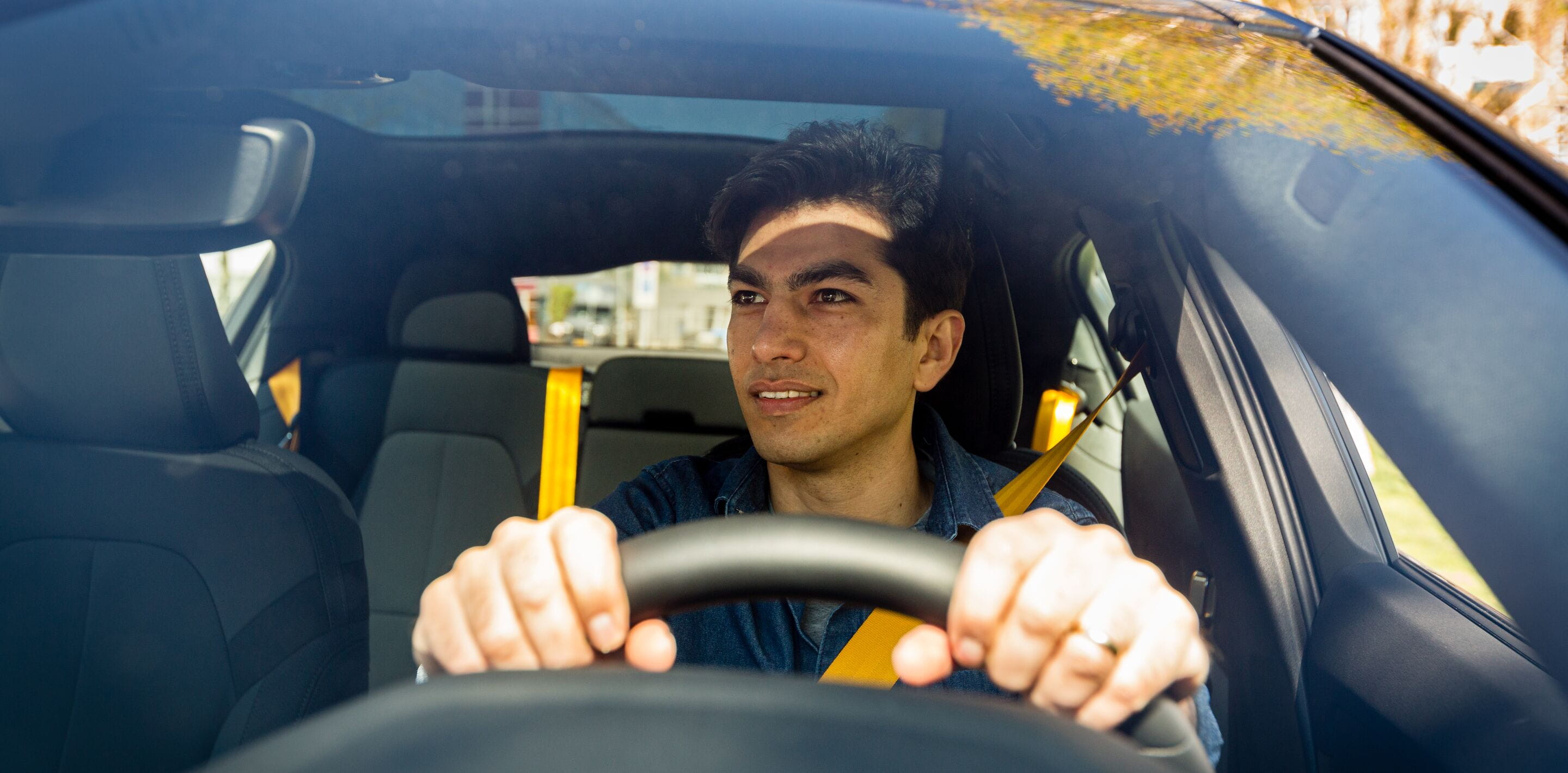 Man looking out of windscreen