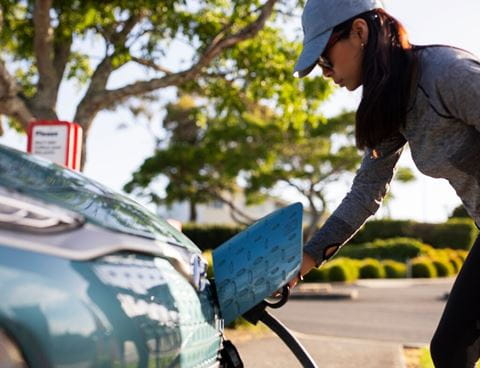 Daily Rental womanchargingvehicle