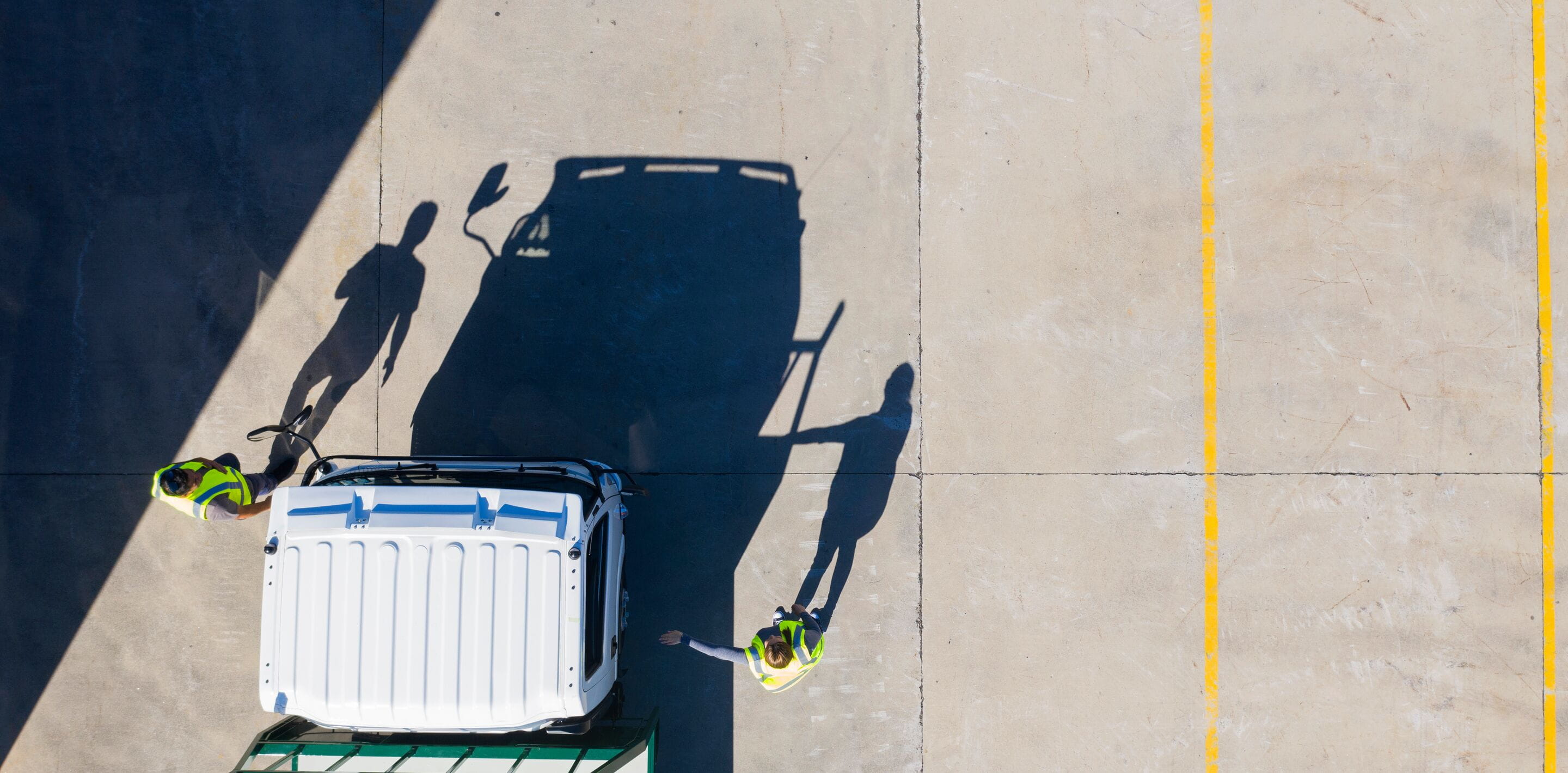 Birdseye view of white truck