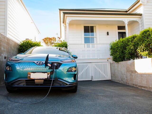 Blue Hyundai charging