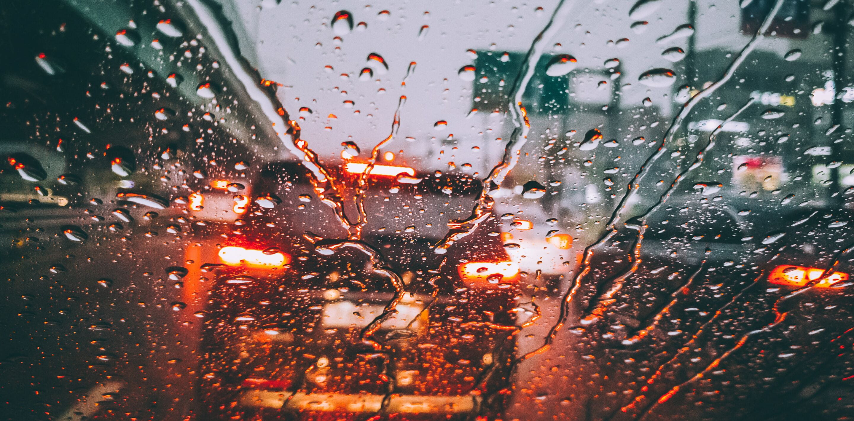 wet car's front window