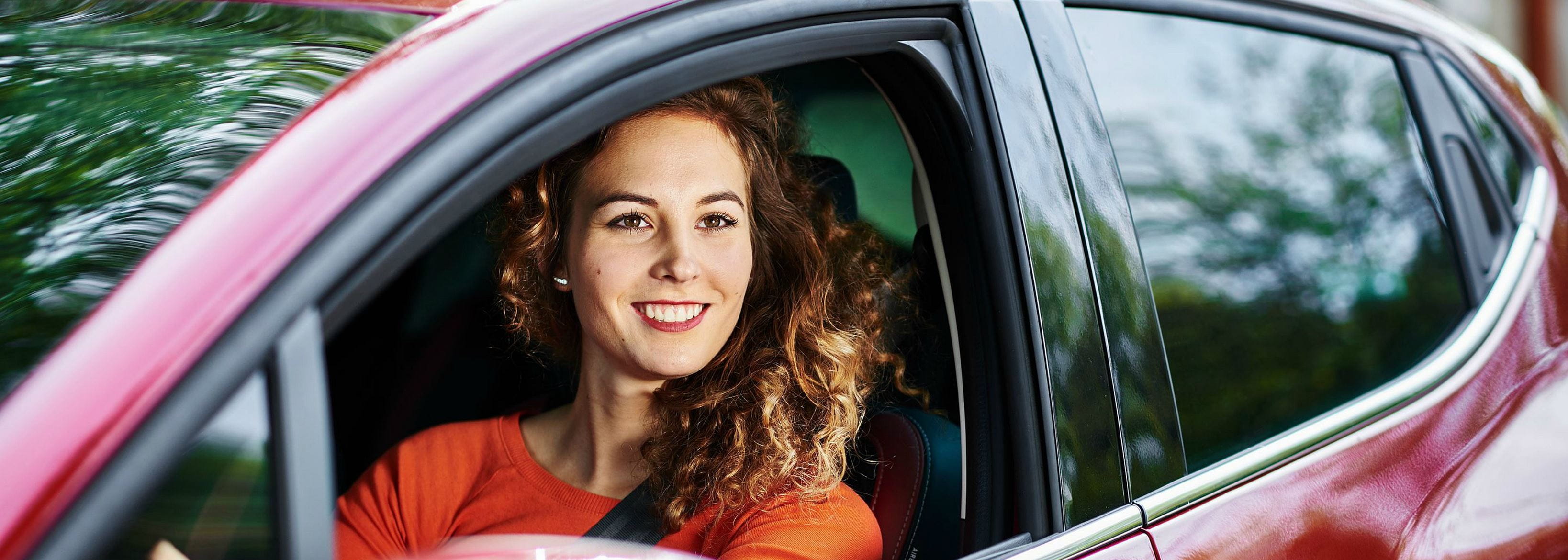 Woman on a driver's seat