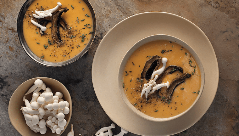 Receita Aveludado de Abóbora e Cogumelos