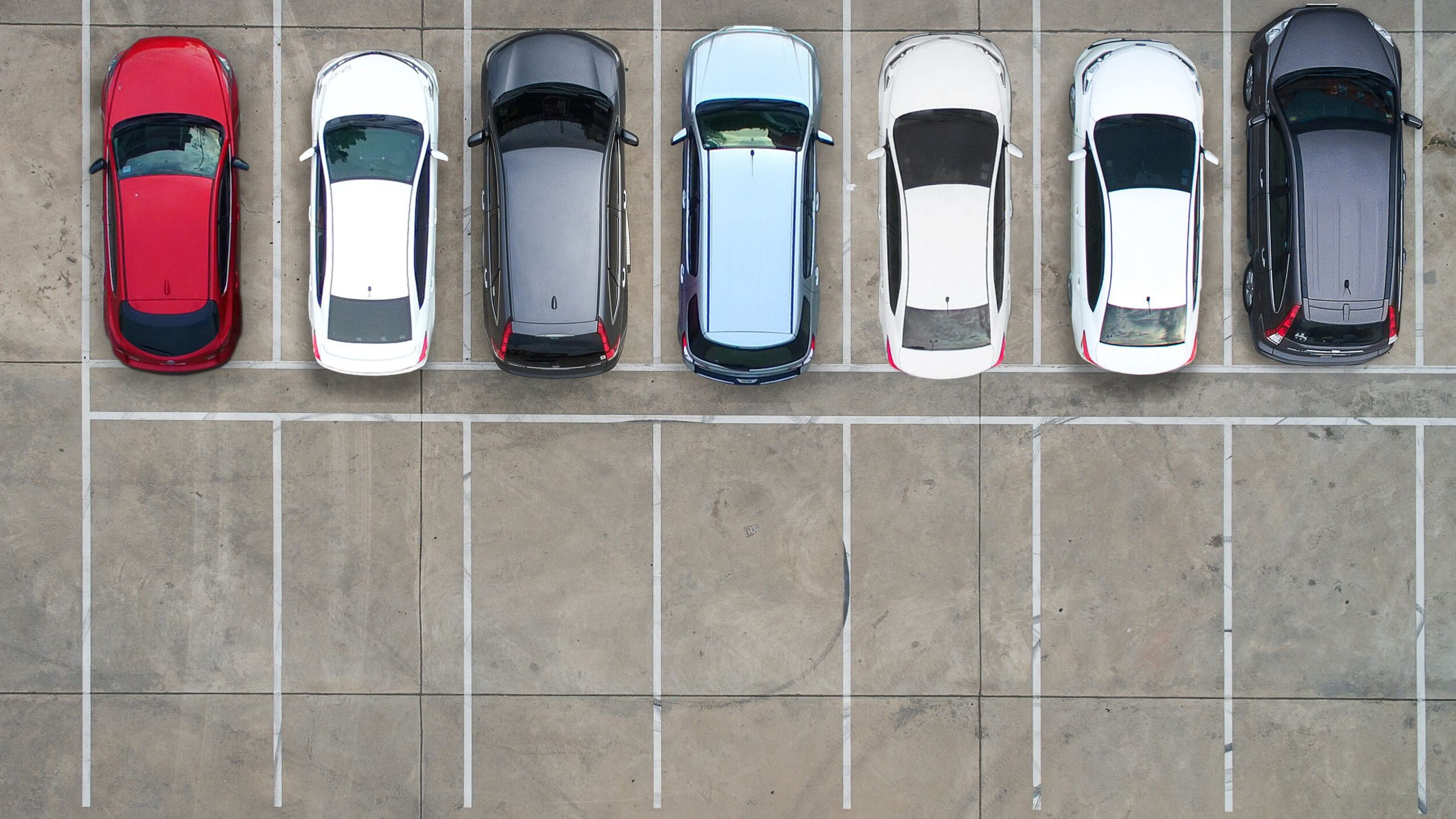 Car in row shot from above