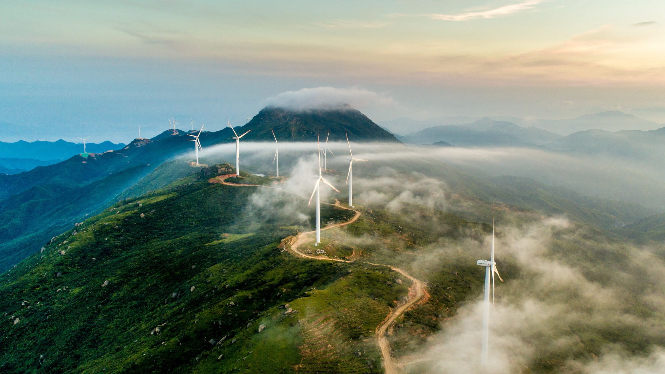 Wind turbines on mountain