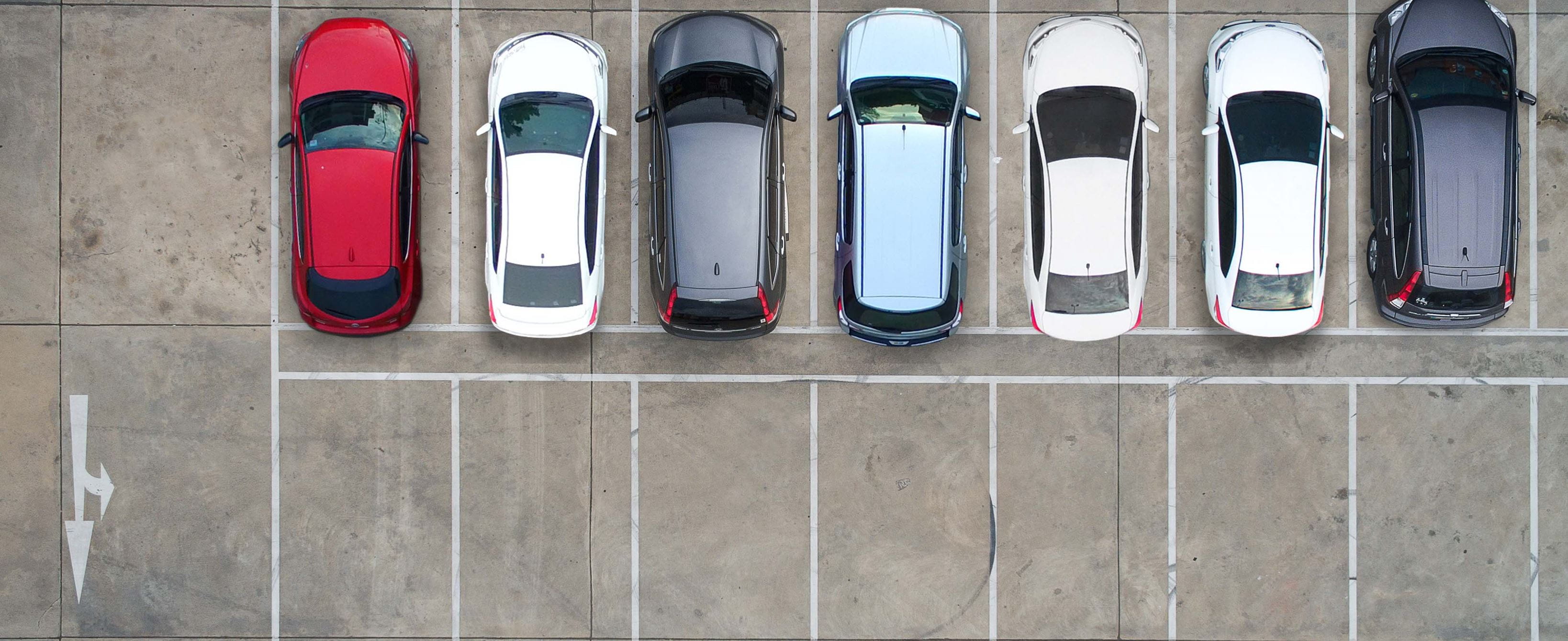 Aerial shot - fleet - cars parked