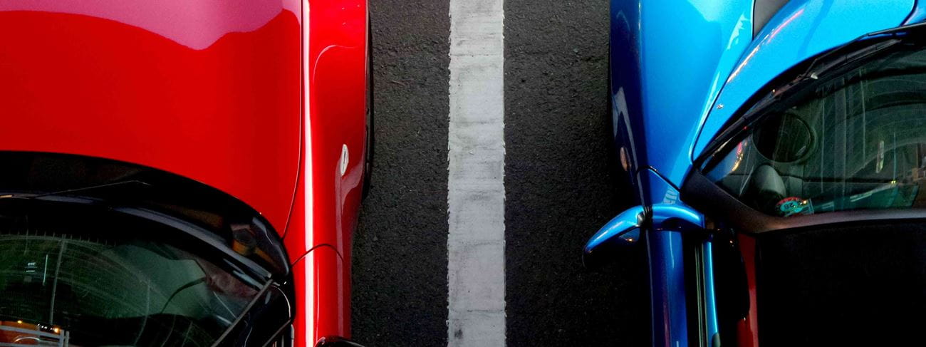 Two cars - red and blue