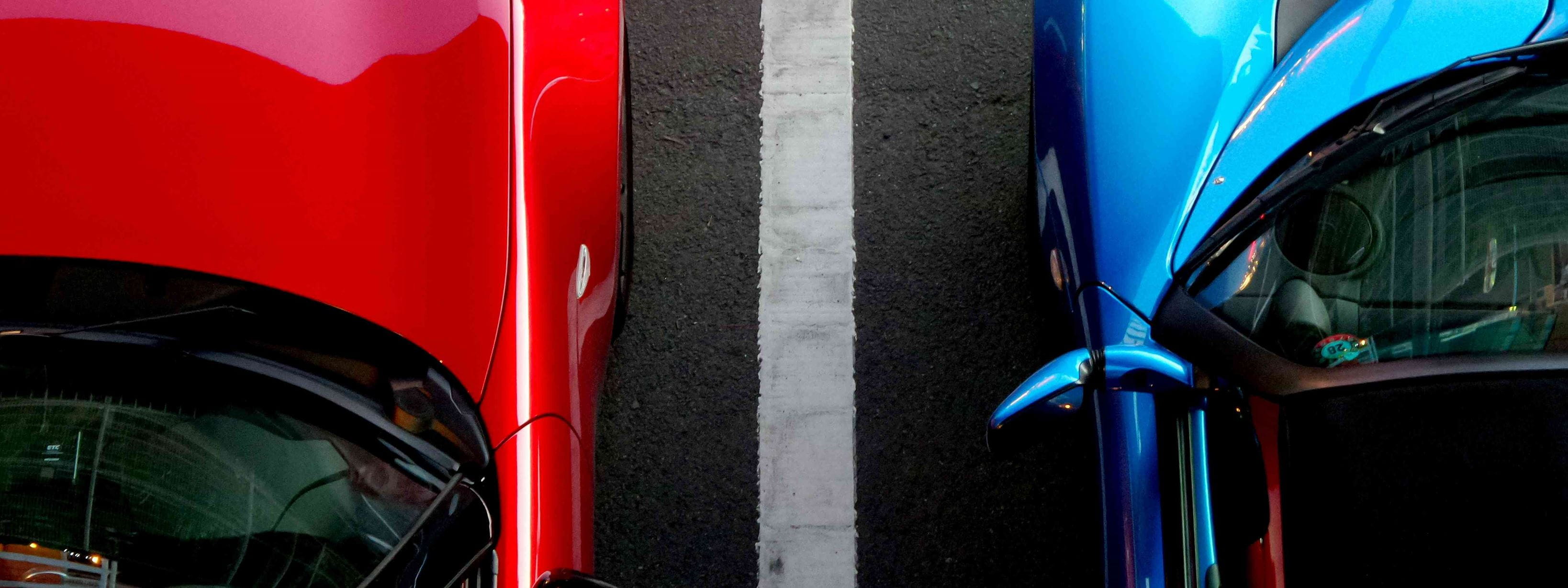 Two cars - red and blue