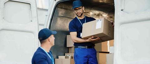 Cropped delivery van