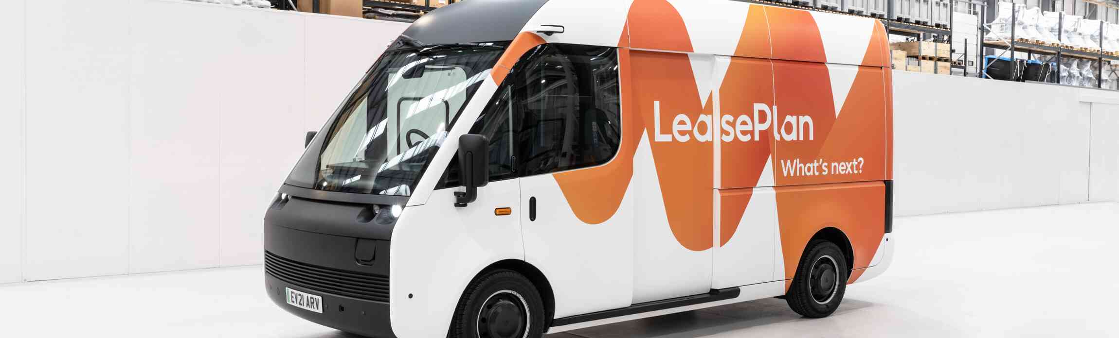 Arrival van with a LeasePlan logo on it