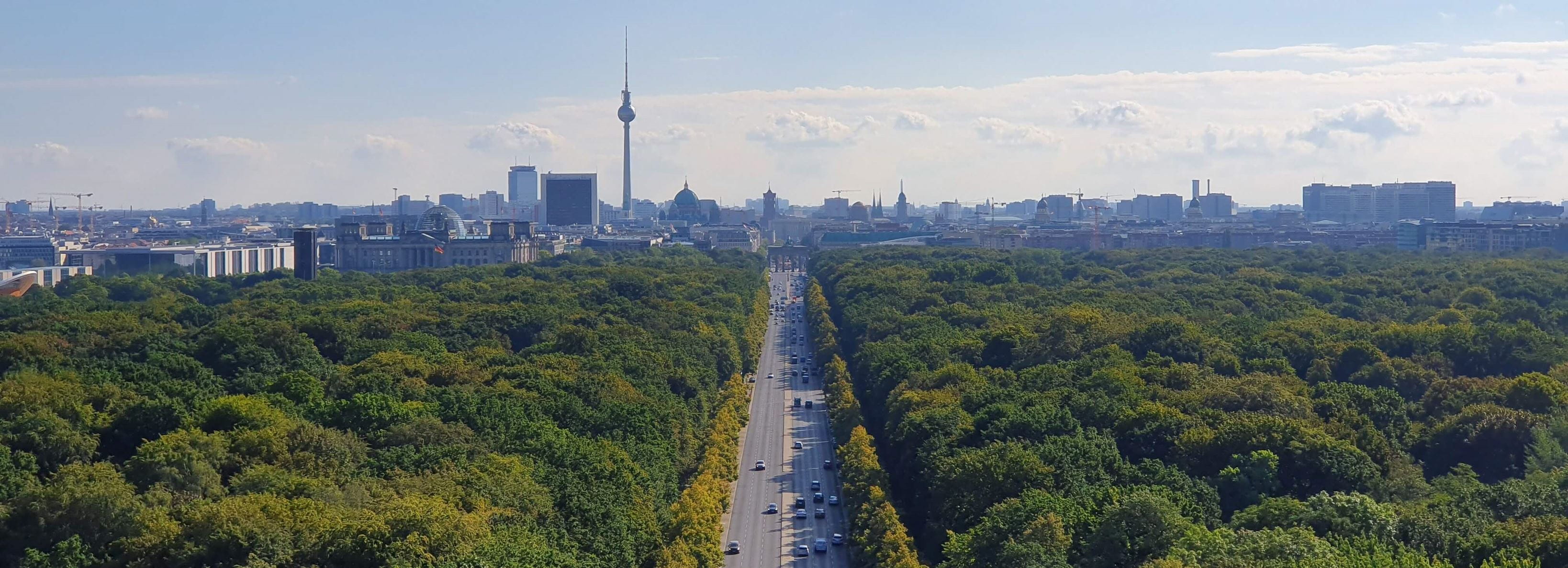 Berlin - road leading into city surronded by greenery