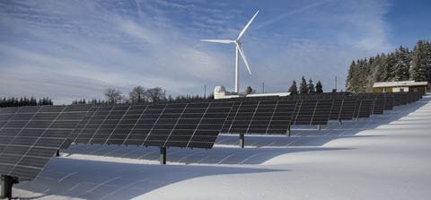 solar panel and wind turbine