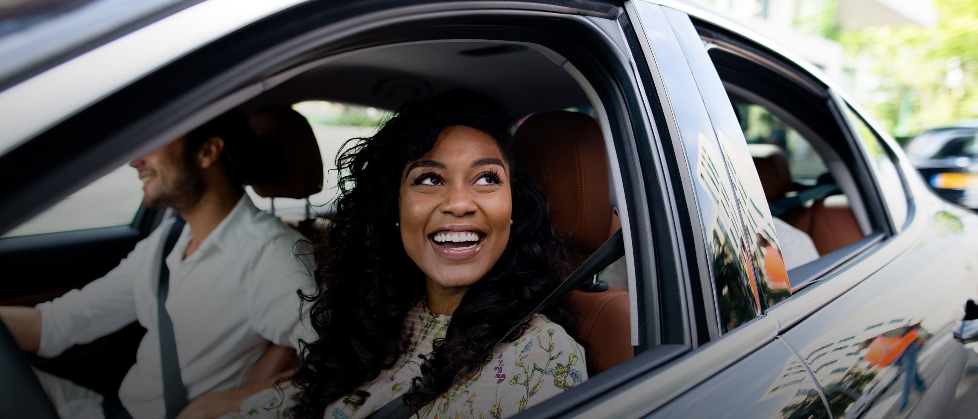 woman driving car