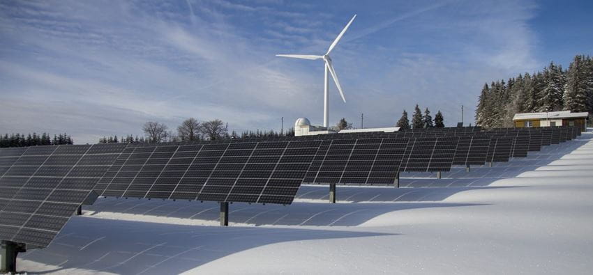 solar panel and wind turbine